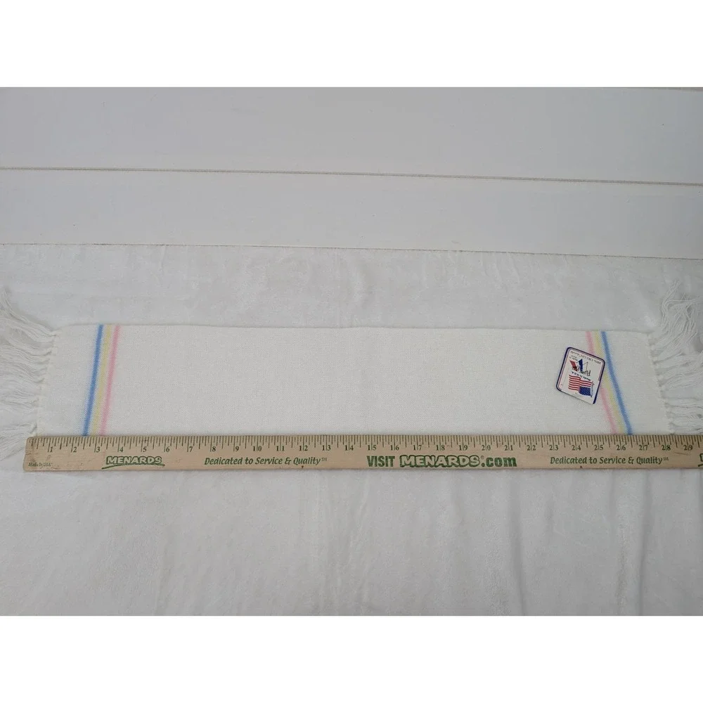 Vintage Pedigree Knit Scarf Baby Girl White Pink Pastel Made In USA Toddler